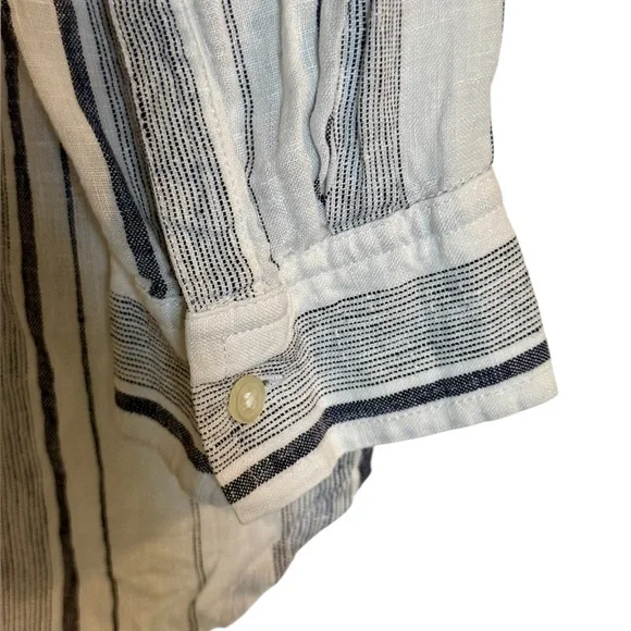 Gap | Oversized Boyfriend Linen Shirt | Gray Stripe | M - Picture 7 of 8